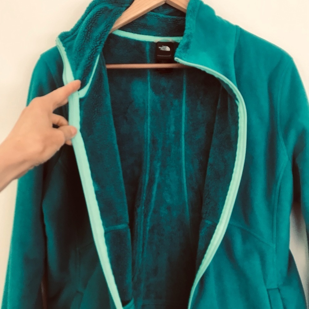 COLUMBIA Women's Green Zipped Teddy Jacket Size L